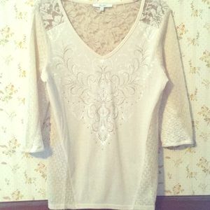 Miss Me Lace and Rhinestone shirt